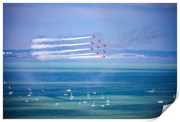 Red Arrows at Eastbourne air show Print by Oxon Images