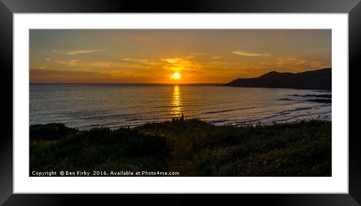 Woolacombe Sunset Framed Mounted Print by Ben Kirby