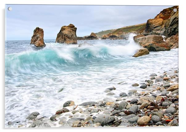 View of crashing waves from Soberanes Point in Gar Acrylic by Jamie Pham