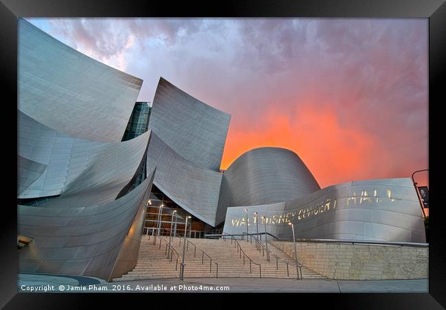 Sunset at the Walt Disney Concert Hall in Downtown Framed Print by Jamie Pham
