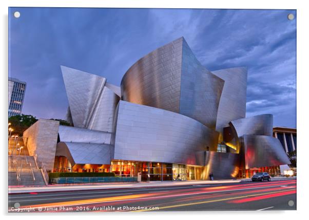 Sunset at the Walt Disney Concert Hall in Downtown Acrylic by Jamie Pham
