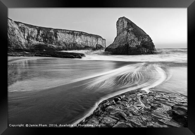 Dramatic view of Shark Fin Cove Framed Print by Jamie Pham