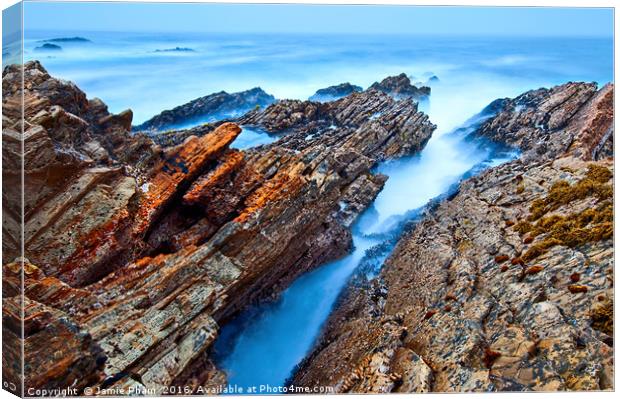 The jagged rocks and cliffs of Montana de Oro Stat Canvas Print by Jamie Pham