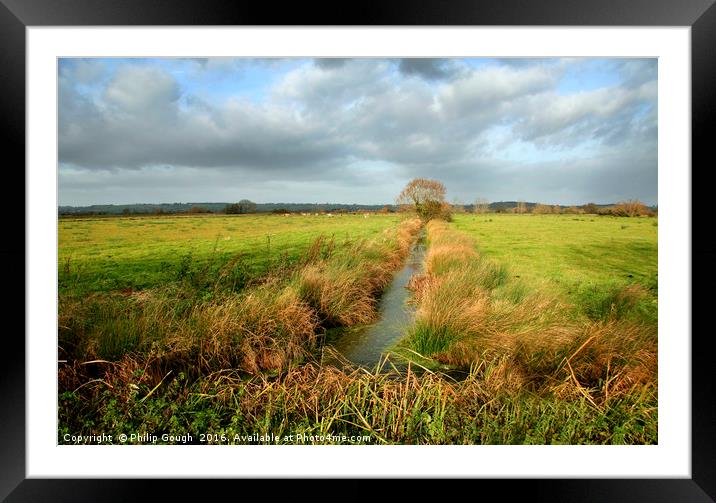 A Somerset Levels Rhyne Framed Mounted Print by Philip Gough