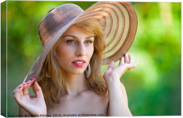 Beautiful blonde with hat outdoors Canvas Print by Ragnar Lothbrok