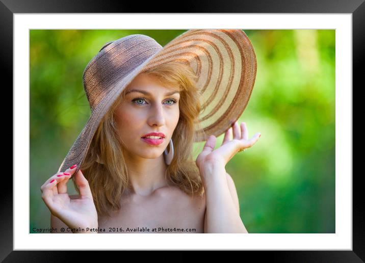 Beautiful blonde with hat outdoors Framed Mounted Print by Ragnar Lothbrok