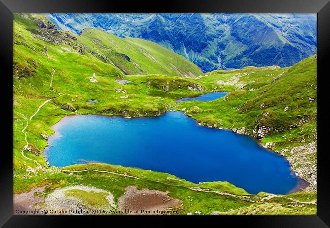 Lake and mountain (Capra Lake in Romania) Framed Print by Ragnar Lothbrok