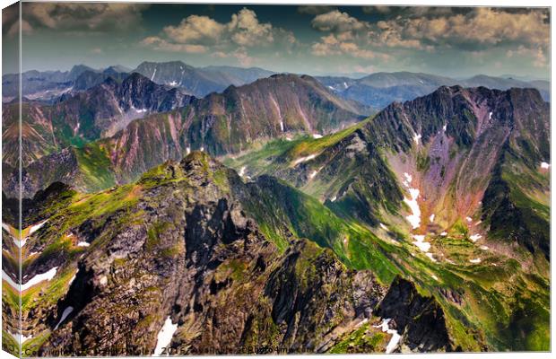 Landscape with Fagaras mountains in Romania Canvas Print by Ragnar Lothbrok