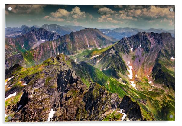 Landscape with Fagaras mountains in Romania Acrylic by Ragnar Lothbrok