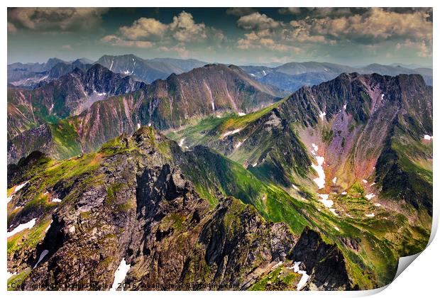 Landscape with Fagaras mountains in Romania Print by Ragnar Lothbrok