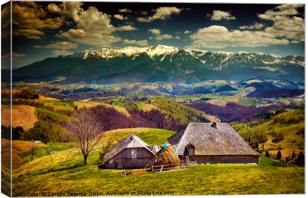Wooden house and mountains Canvas Print by Ragnar Lothbrok