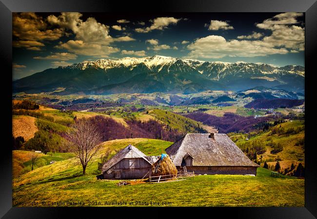 Wooden house and mountains Framed Print by Ragnar Lothbrok