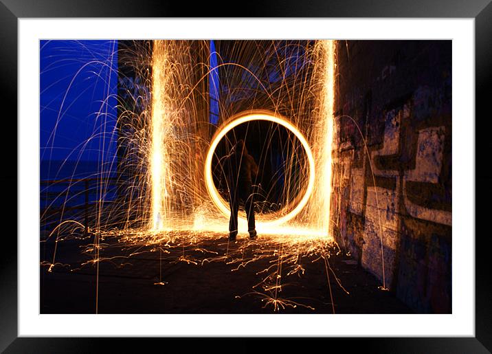 Wire Wool Spinning Framed Mounted Print by George Young