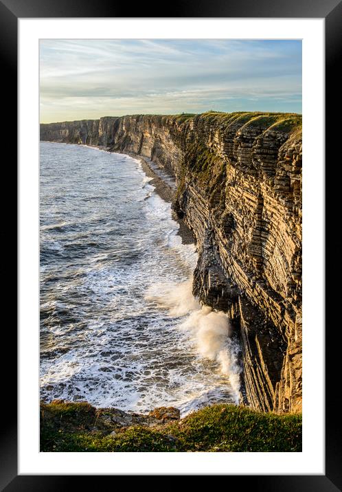 Limestone Cliffs at Nash Point Glamorgan Coast Framed Mounted Print by Nick Jenkins