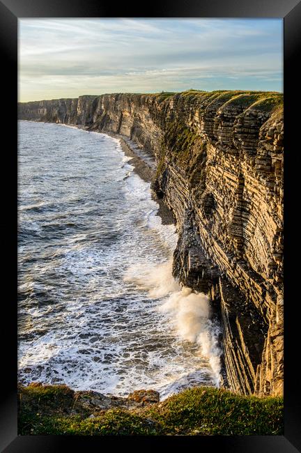 Limestone Cliffs at Nash Point Glamorgan Coast Framed Print by Nick Jenkins
