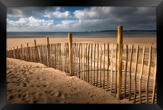 Swansea Bay dune defence Framed Print by Leighton Collins