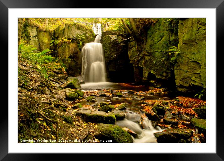 Lumsdale Falls in Autumn Framed Mounted Print by John Gent