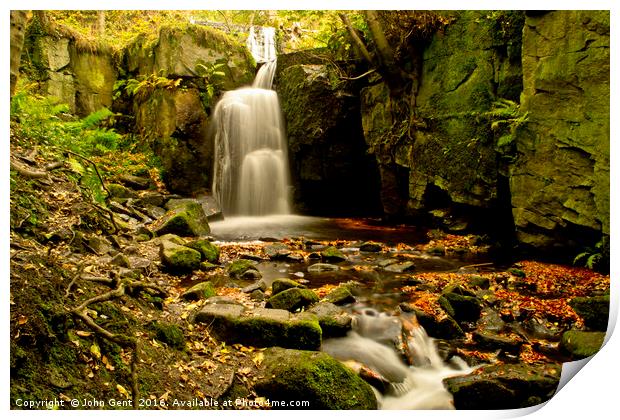 Lumsdale Falls in Autumn Print by John Gent