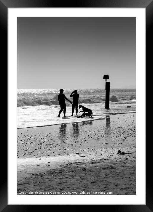 Family playing in the sea Framed Mounted Print by George Cairns