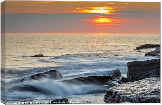 Sunset at Southerndown, south Wales UK Canvas Print by Heidi Stewart