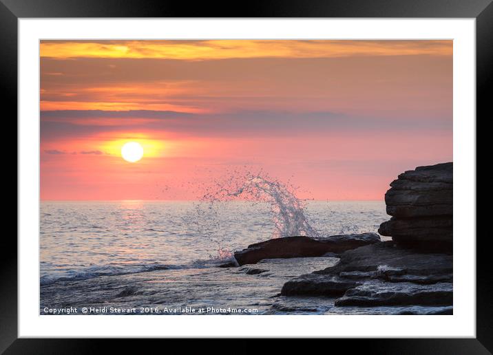 Splashing waves at Southerndown, south Wales UK Framed Mounted Print by Heidi Stewart