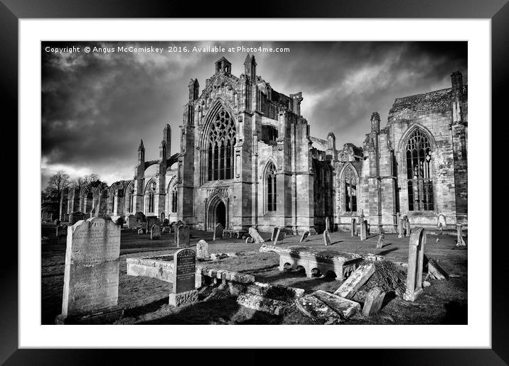 Ruins of Melrose Abbey, Scottish Borders Framed Mounted Print by Angus McComiskey