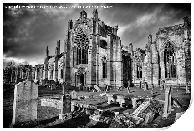 Ruins of Melrose Abbey, Scottish Borders Print by Angus McComiskey