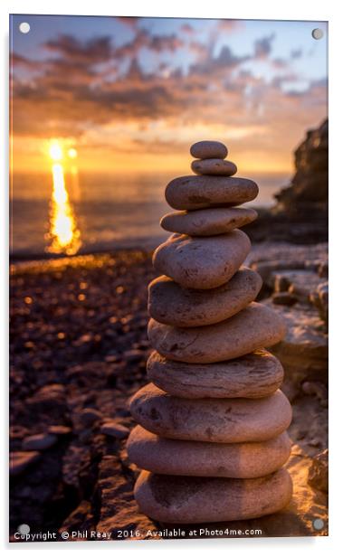 A tower of stones Acrylic by Phil Reay