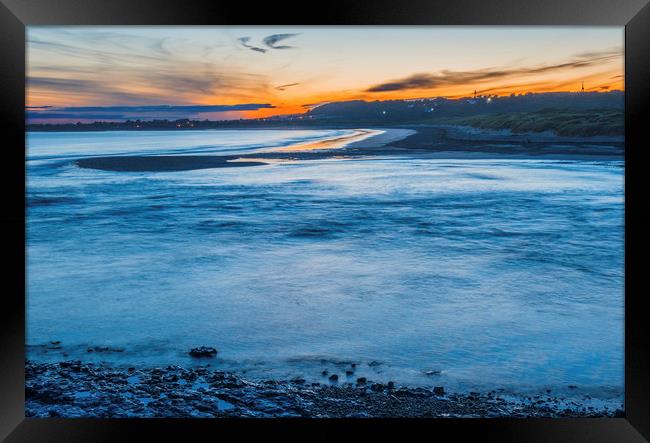 Sunset over Ogmore by Sea Estuary Glamorgan Coast Framed Print by Nick Jenkins