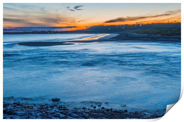 Sunset over Ogmore by Sea Estuary Glamorgan Coast Print by Nick Jenkins