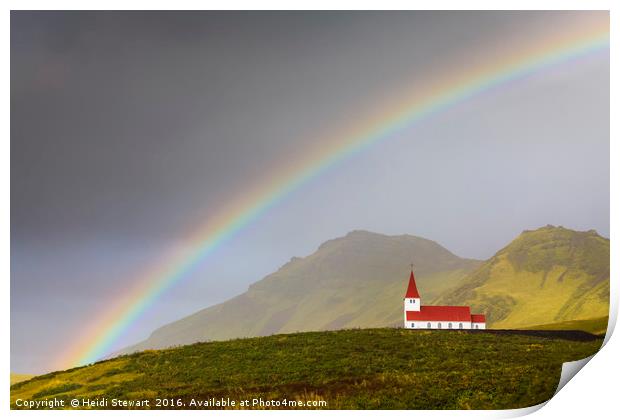 Rainbow Over Vik Church, Iceland Print by Heidi Stewart