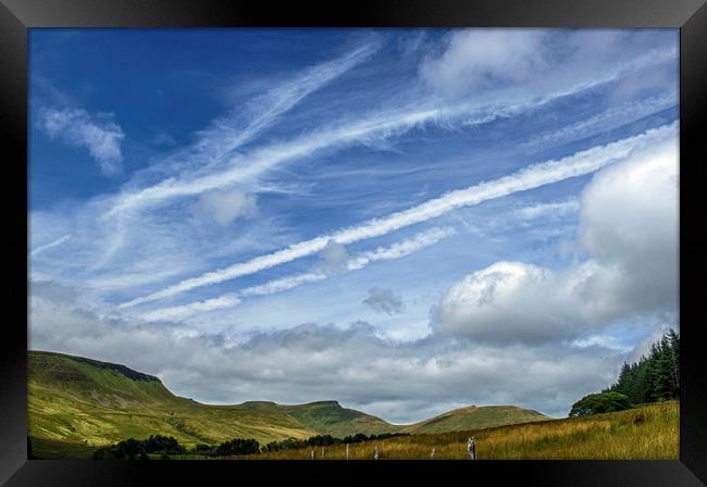 Under Brecon Beacons Skies in summer south Wales Framed Print by Nick Jenkins
