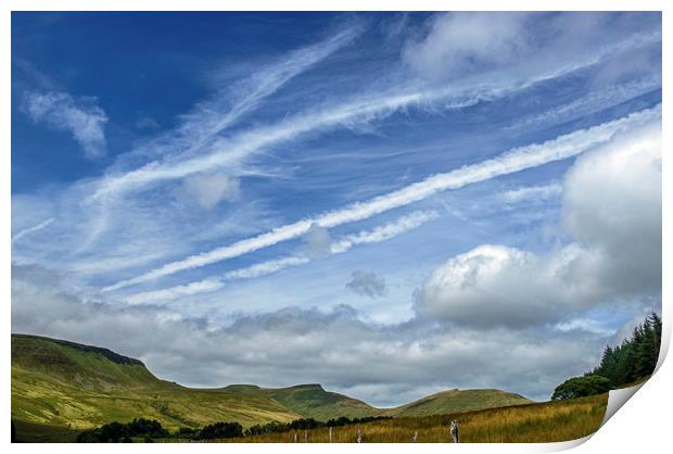 Under Brecon Beacons Skies in summer south Wales Print by Nick Jenkins