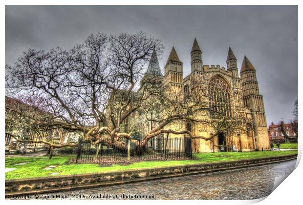 Rochester Cathedral in England Print by Zahra Majid