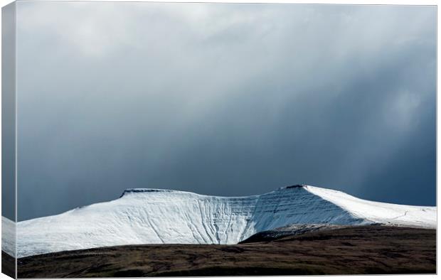 Pen Y Fan and Corn Du Under Snow Brecon Beacons  Canvas Print by Nick Jenkins