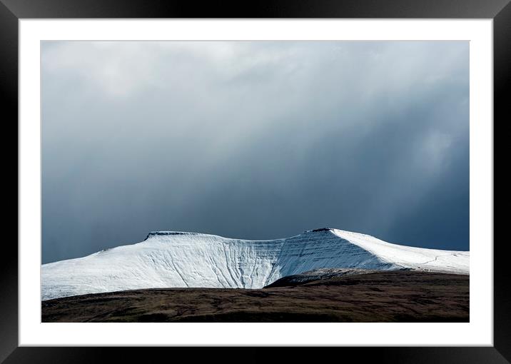 Pen Y Fan and Corn Du Under Snow Brecon Beacons  Framed Mounted Print by Nick Jenkins