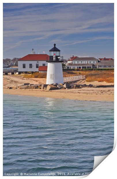Brant Point Light Lighthouse, Nantucket, Massachus Print by Marianne Campolongo