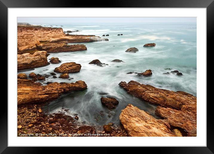 The jagged rocks and cliffs of Montana de Oro Stat Framed Mounted Print by Jamie Pham