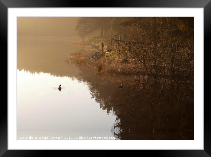 Entwistle reservoir in natural sepia Framed Mounted Print by Joseph Clemson