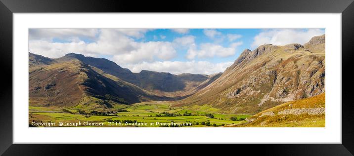 Langdale fell and pikes panorama Framed Mounted Print by Joseph Clemson