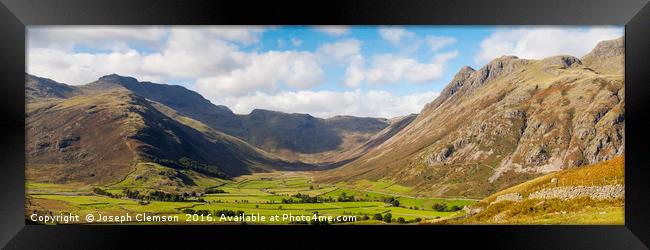 Langdale fell and pikes panorama Framed Print by Joseph Clemson