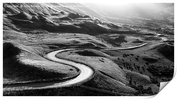 Edale Landscape, Black and White. Print by John Finney