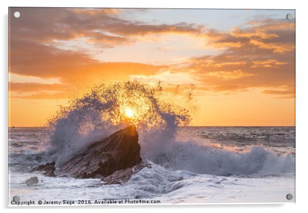 Golden Sunset Sea Spray Acrylic by Jeremy Sage