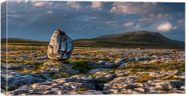 Erratic Rock and Whernside Canvas Print by Paul Andrews
