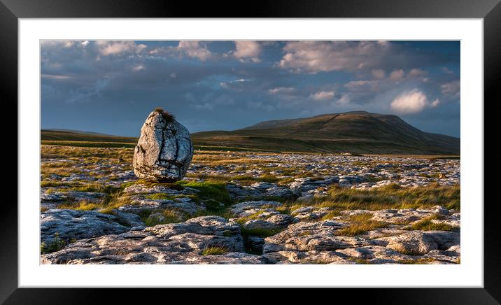 Erratic Rock and Whernside Framed Mounted Print by Paul Andrews