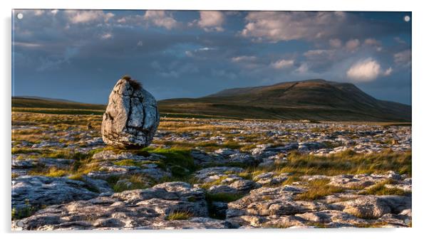 Erratic Rock and Whernside Acrylic by Paul Andrews