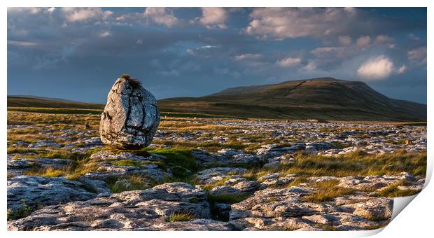 Erratic Rock and Whernside Print by Paul Andrews