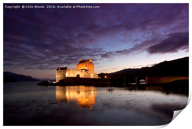 Eilean Donan Castle at Night Print by Colin Woods
