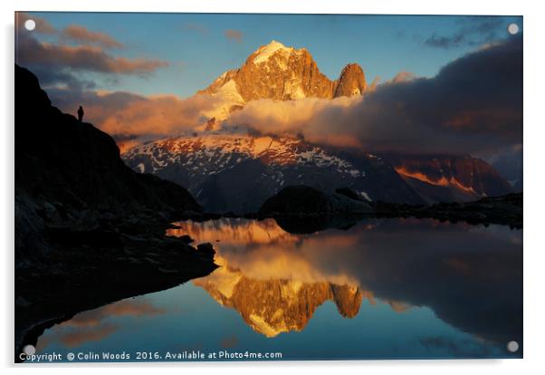 The Aiguille Verte reflected in Lac Blanc Acrylic by Colin Woods