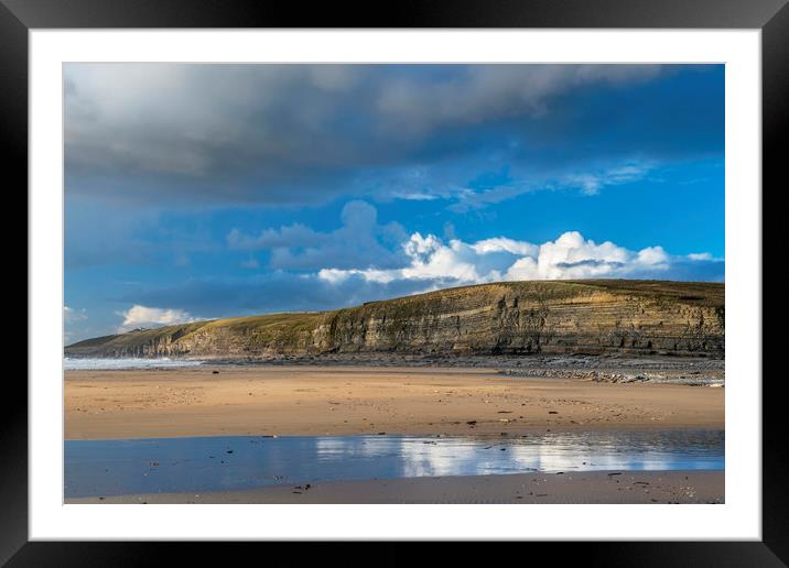 Dunraven Bay Southerndown South Wales Reflections  Framed Mounted Print by Nick Jenkins